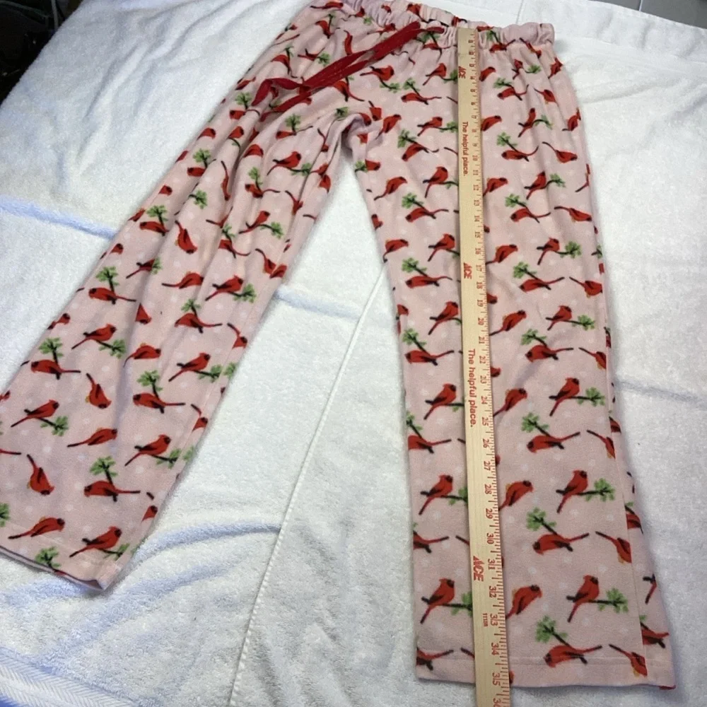 Rene Rofe Girls Pink Sleepware fleece pajama pant red cardinal Sz Lg
